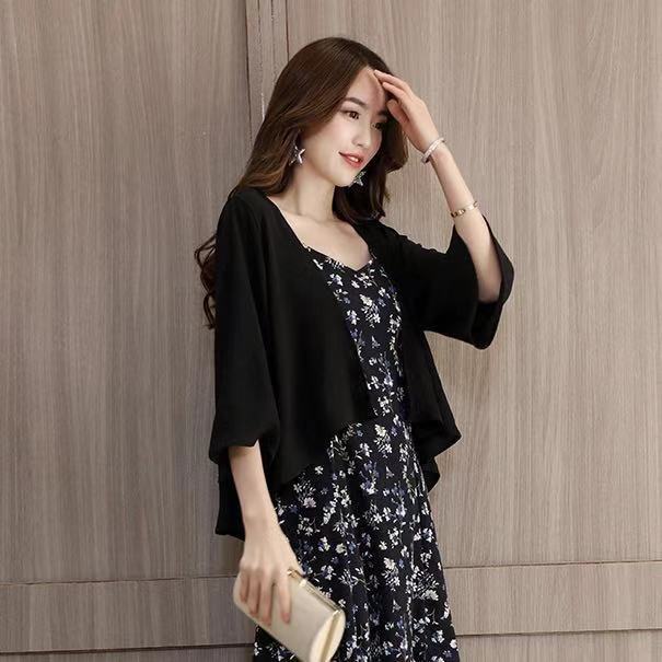 雪紡披肩時尚寬鬆百搭防曬空調開衫-lululam