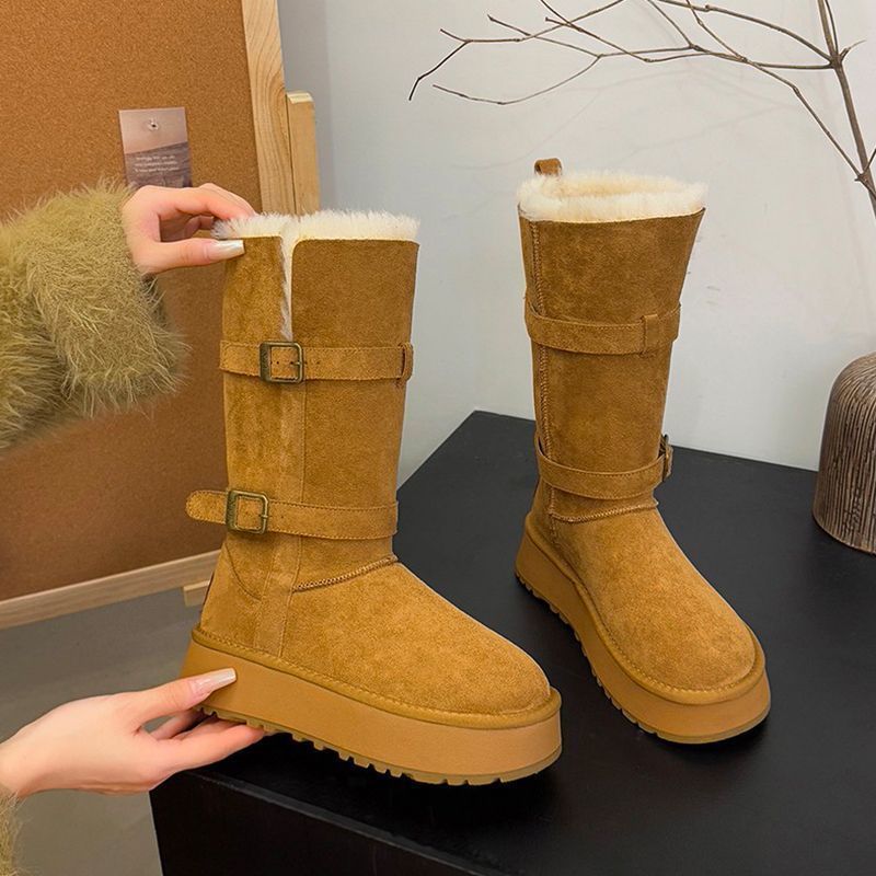 高筒雪地靴高幫厚底加絨加厚長筒雪地靴棉鞋