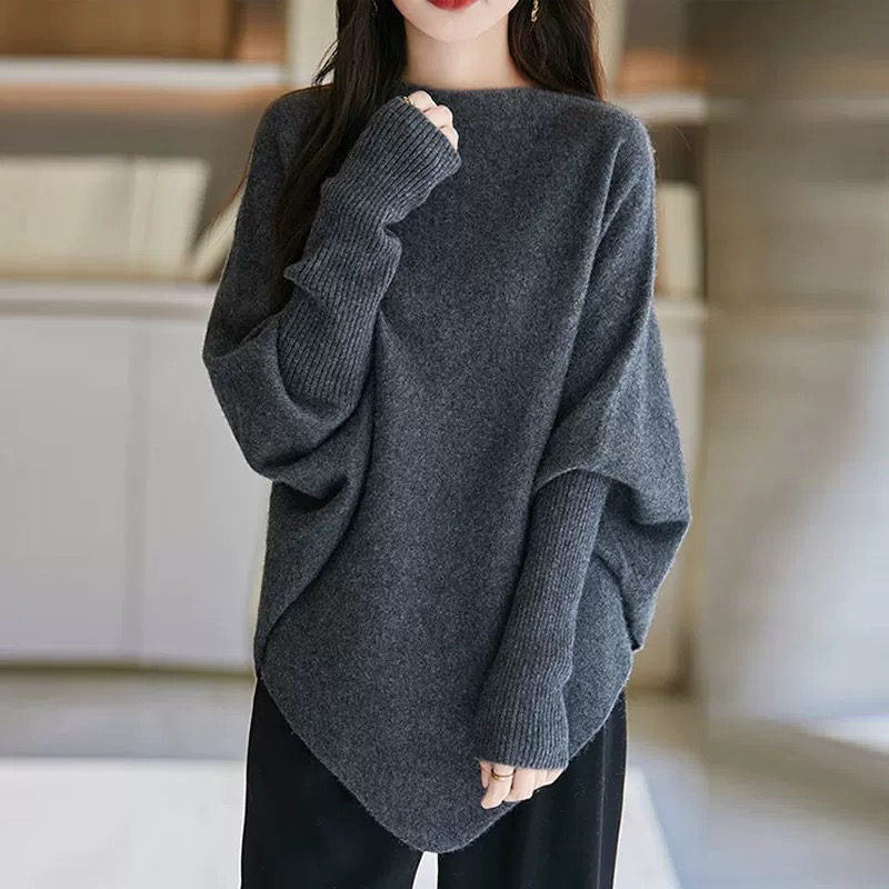 一字領氣質通勤寬鬆披肩慵懶針織衫
