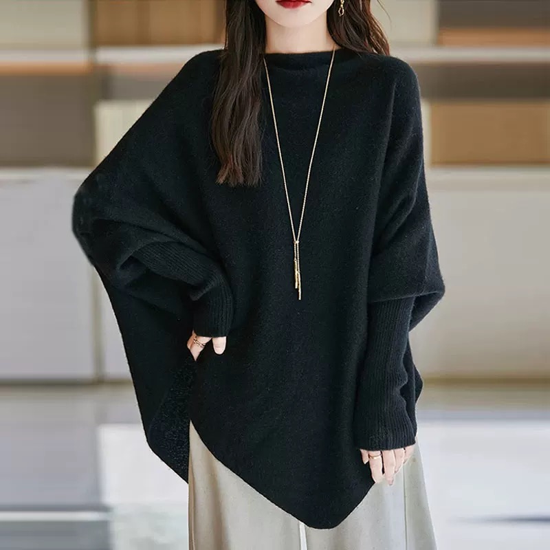 一字領氣質通勤寬鬆披肩慵懶針織衫