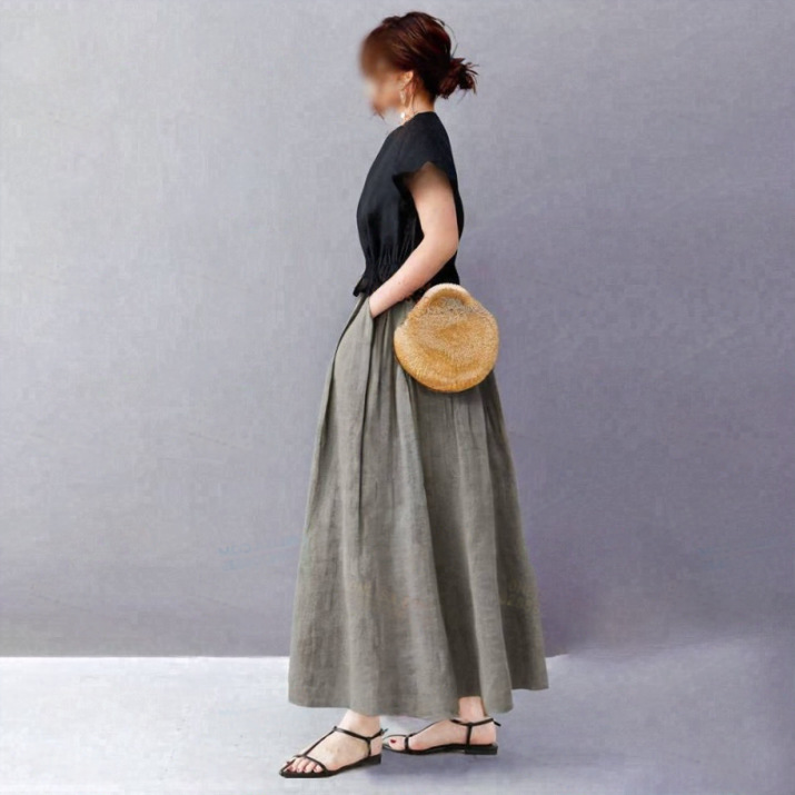 日系荷葉邊收腰拼接拉鏈休閒洋裝-lululam