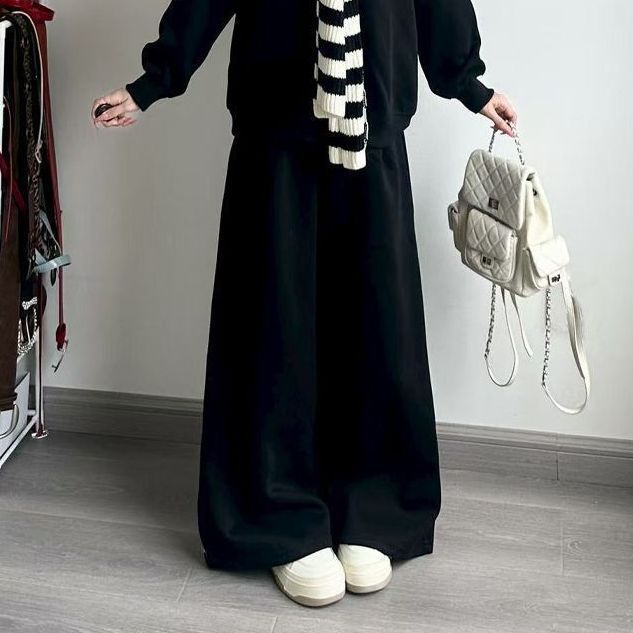 【單件/套裝】條紋披肩+慵懶風衛衣+闊腿褲三件套裝-lululam