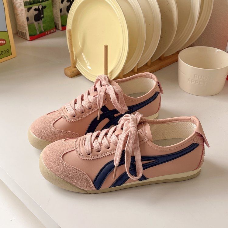 透氣復古休閒百搭拼色板鞋運動德訓鞋阿甘鞋-lululam