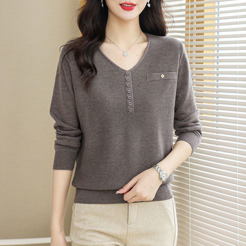 寬鬆顯瘦薄款洋氣V領氣質針織衫