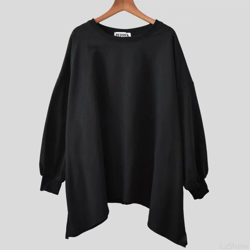 大碼多巴胺寬鬆休閒顯瘦不規則衛衣-lululam