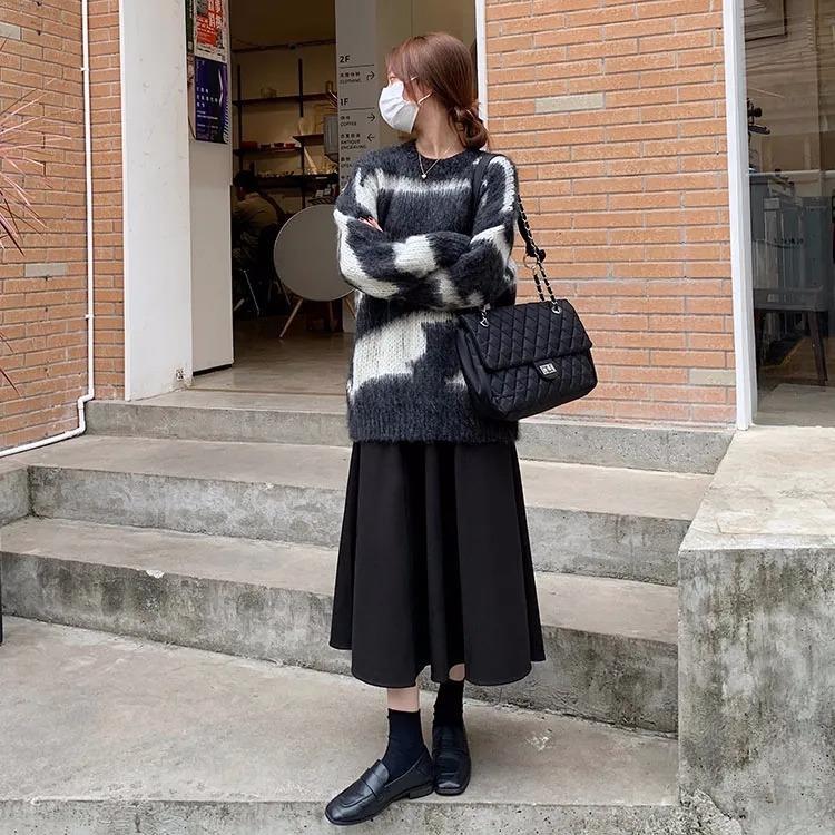 法式傘裙高腰加厚A字大擺半身裙