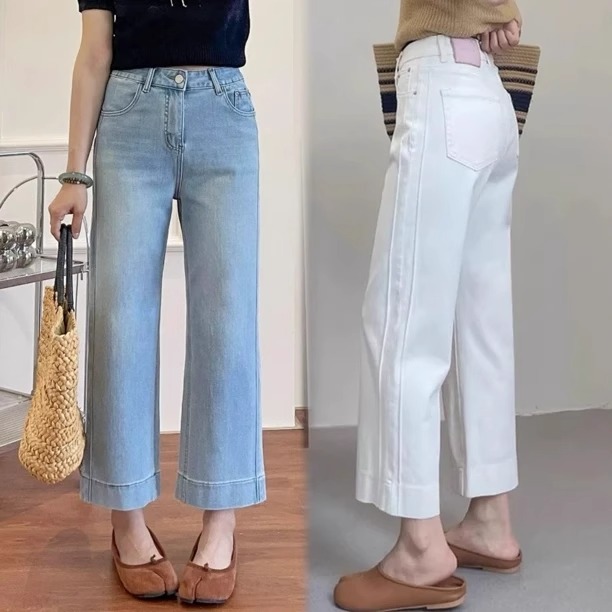 百搭九分直筒顯瘦窄版闊腿牛仔褲