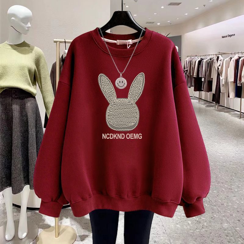 大碼圓領寬鬆顯瘦中長款休閒百搭長袖衛衣-lululam