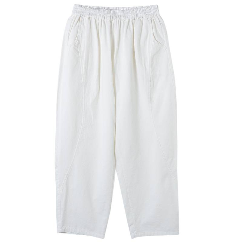 文藝復古高腰顯瘦純棉九分休閒直筒褲