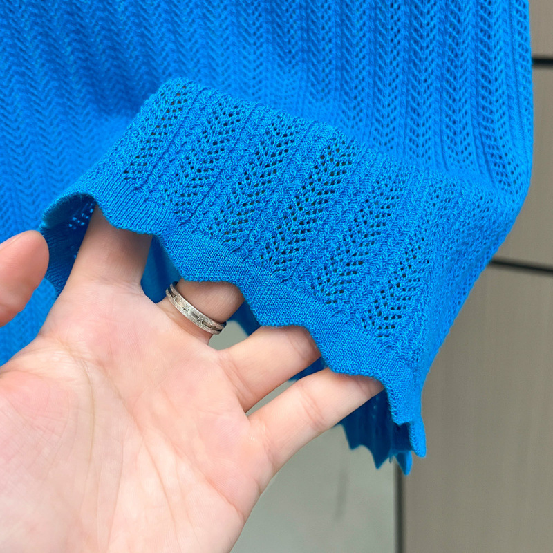 圓領洋氣溫柔氣質冰絲針織短袖