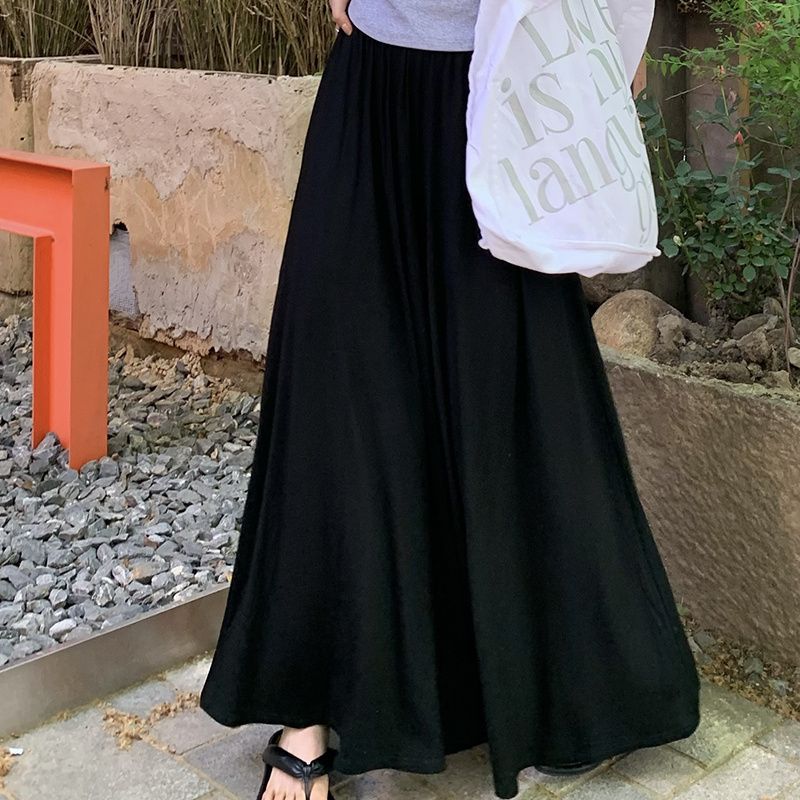 托腹冰絲莫代爾外穿薄款寬鬆加長裙褲-lululam