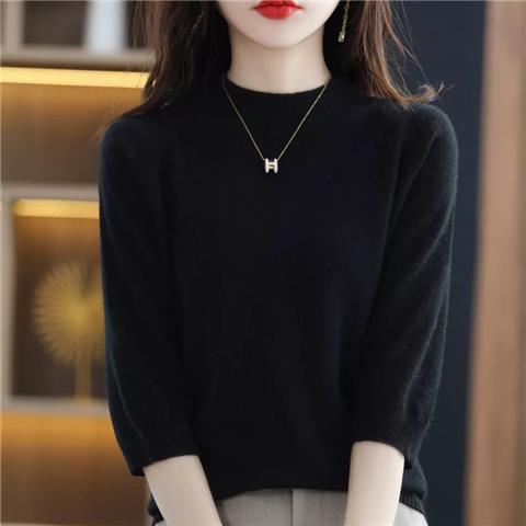 半高領套頭打底衫寬鬆七分袖內搭針織毛衣