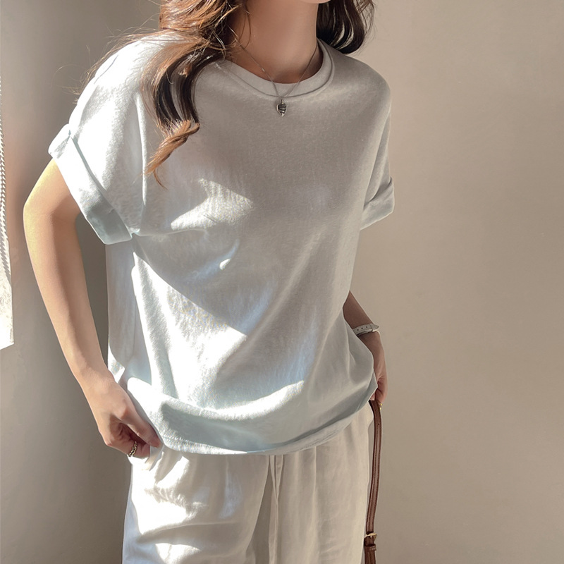 韓版寬鬆蝙蝠袖慵懶風簡約短袖T恤