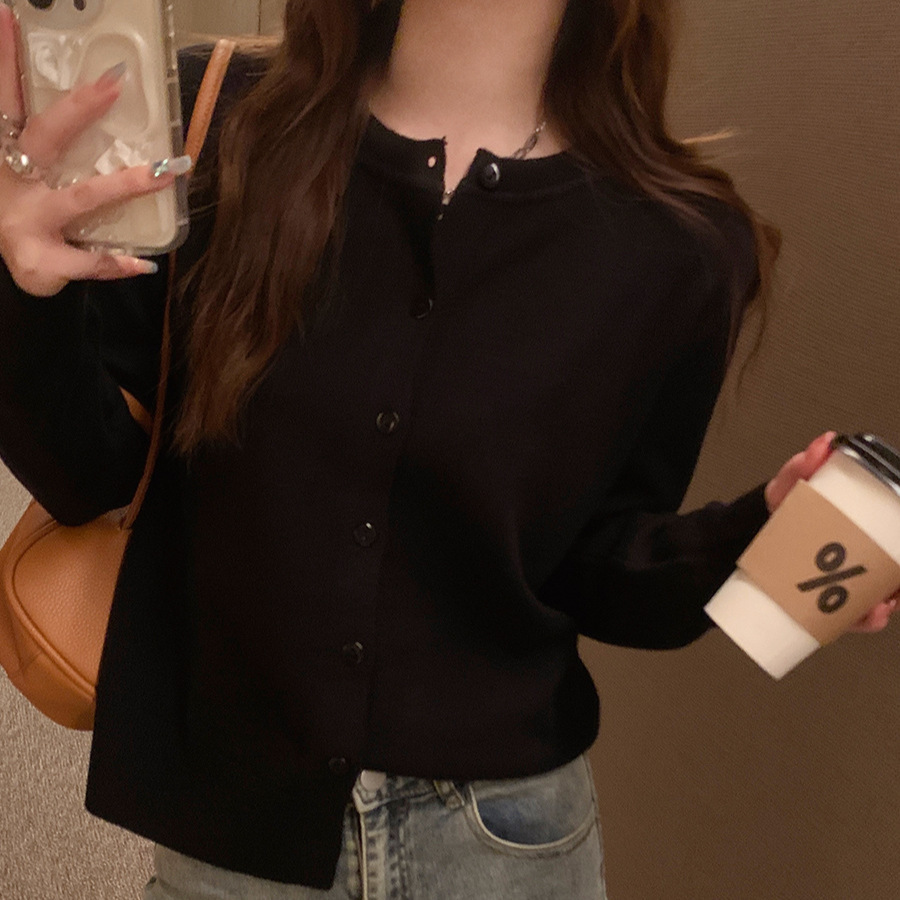 包芯紗外搭感初秋毛衣寬鬆軟糯針織開衫（11色）-lululam