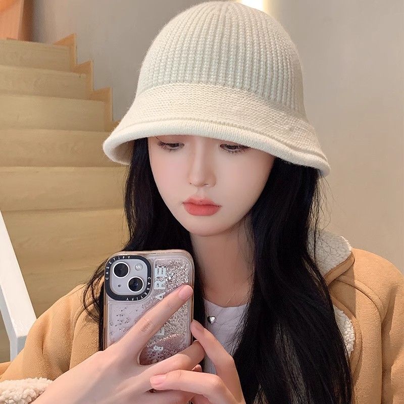 簡約圓頂小眾盆帽百搭遮臉針織漁夫帽