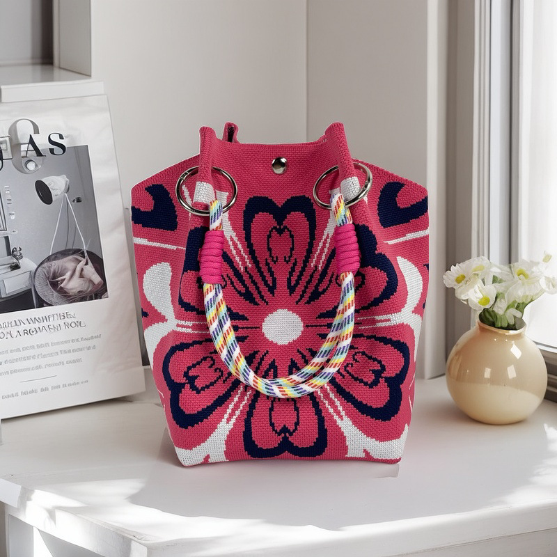 編織單肩包百搭休閒包針織托特包手提包-lululam