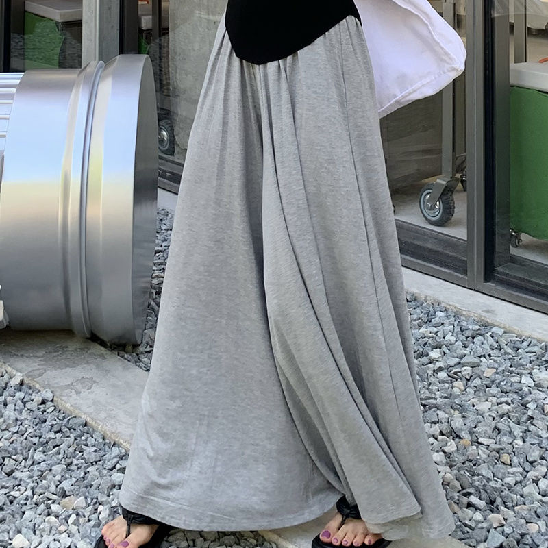 托腹冰絲莫代爾外穿薄款寬鬆加長裙褲-lululam