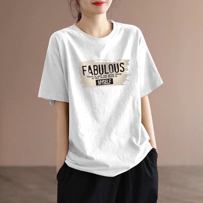 字母印花休閒ins百搭圓領短袖(4色)-lululam