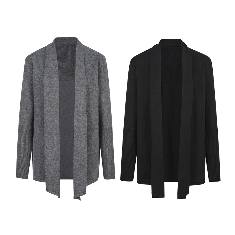 韓版寬鬆休閑中長款外套薄款毛衣針織開衫-lululam