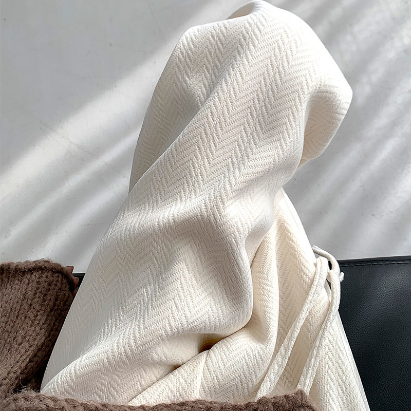 雪尼爾高腰垂感休閒加絨針織闊腿褲-lululam