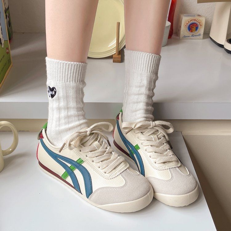 透氣復古休閒百搭拼色板鞋運動德訓鞋阿甘鞋-lululam