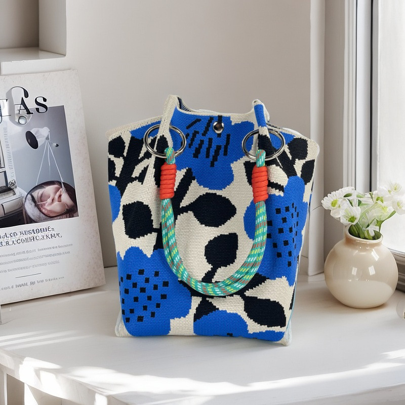 編織單肩包百搭休閒包針織托特包手提包-lululam