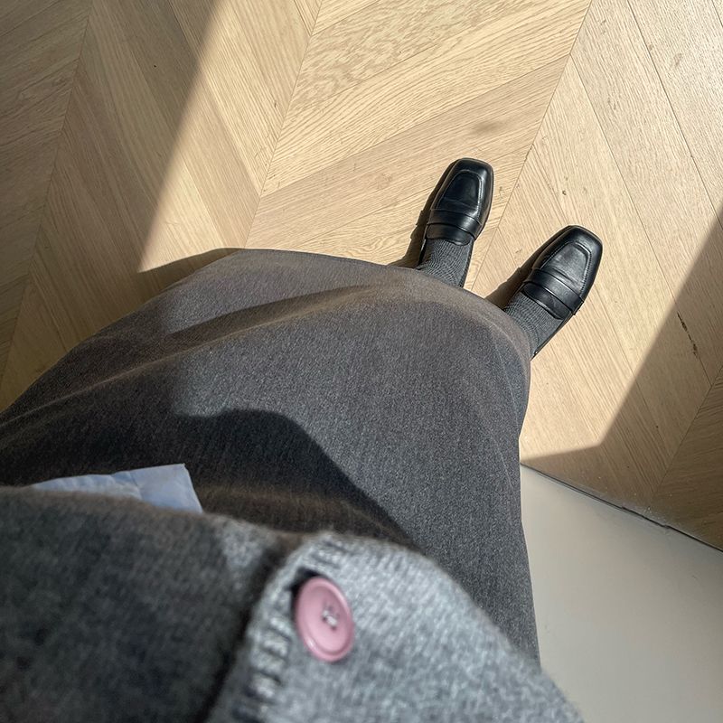 高腰中長款a字直筒裙西裝半身裙-lululam