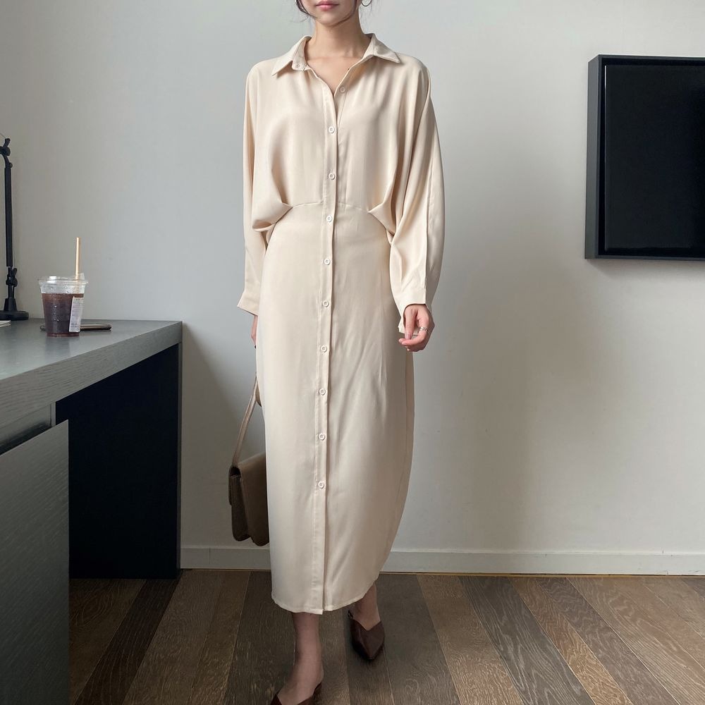 法式收腰顯瘦氣質超仙森系寬鬆洋裝-lululam