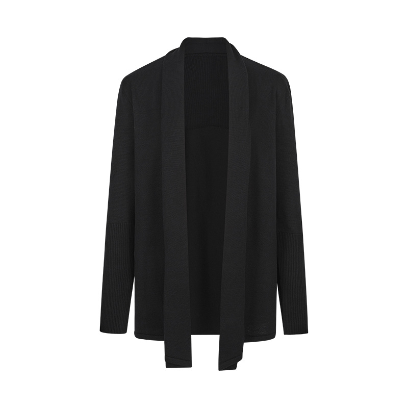 韓版寬鬆休閑中長款外套薄款毛衣針織開衫-lululam