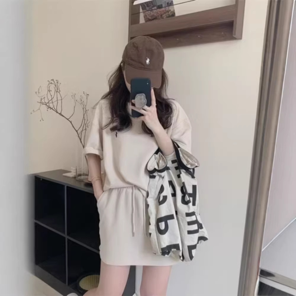 【整套】時尚休閒短袖運動顯瘦可愛甜美兩件套裝