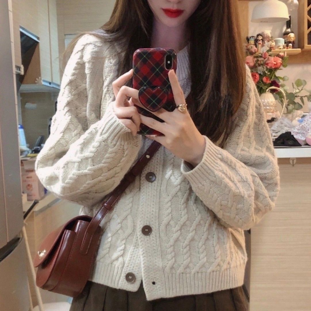 【單件/套裝】小香風休閒百搭毛衣開衫+半身裙兩件套