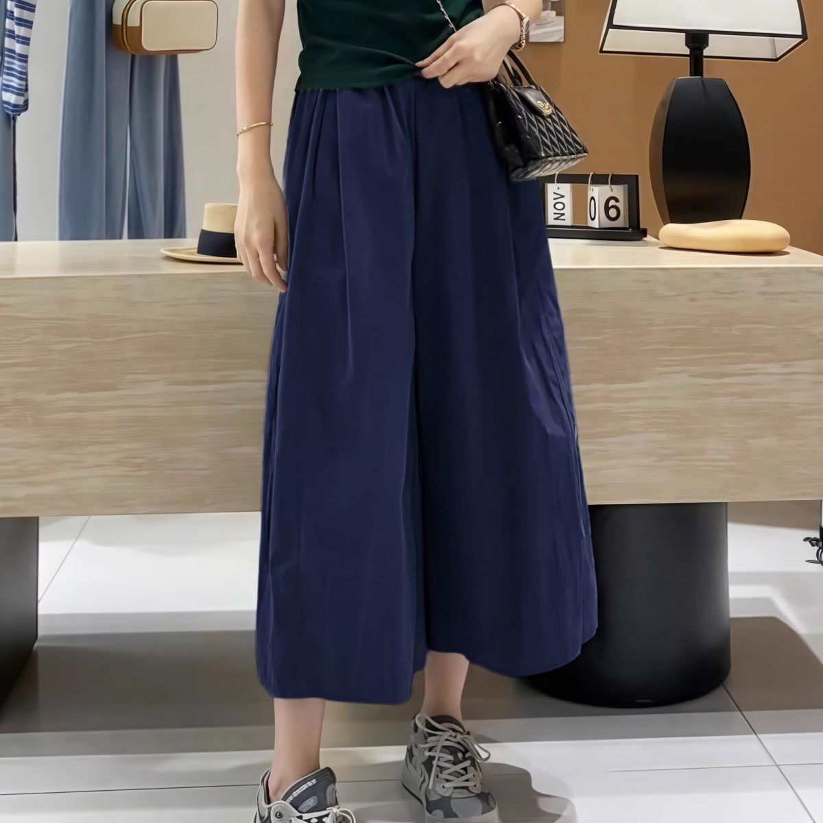 百搭過膝寬鬆顯瘦七分闊腿褲