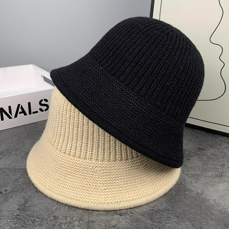 簡約圓頂小眾盆帽百搭遮臉針織漁夫帽