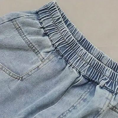 鐮刀褲寬鬆顯瘦梨形身材闊腿牛仔褲-lululam