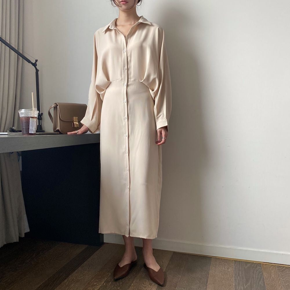 法式收腰顯瘦氣質超仙森系寬鬆洋裝-lululam