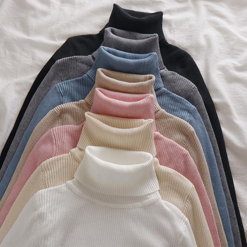 14色韓系高領修身氣質內搭長袖針織衫