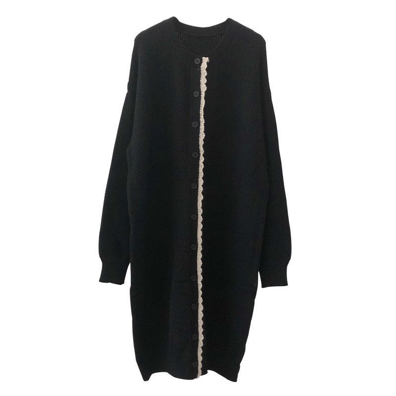 韓版慵懶寬鬆圓領針織開衫連衣裙