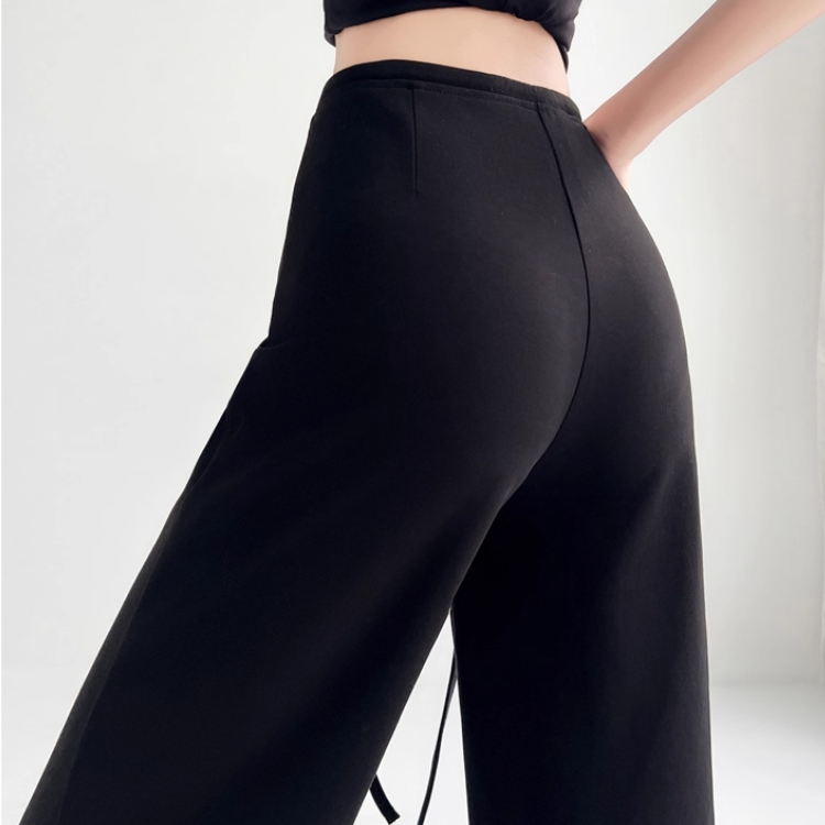 美式微喇高腰顯瘦垂感休閑衛褲慵懶闊腿褲-lululam