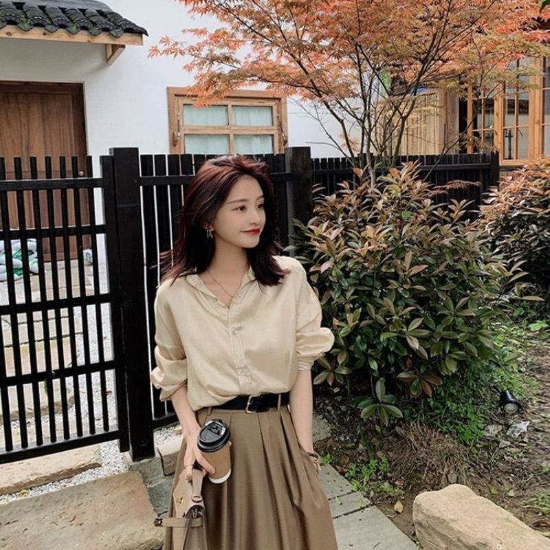 【單件/套裝】氣質通勤襯衫+輕熟半身裙兩件套裝-lululam