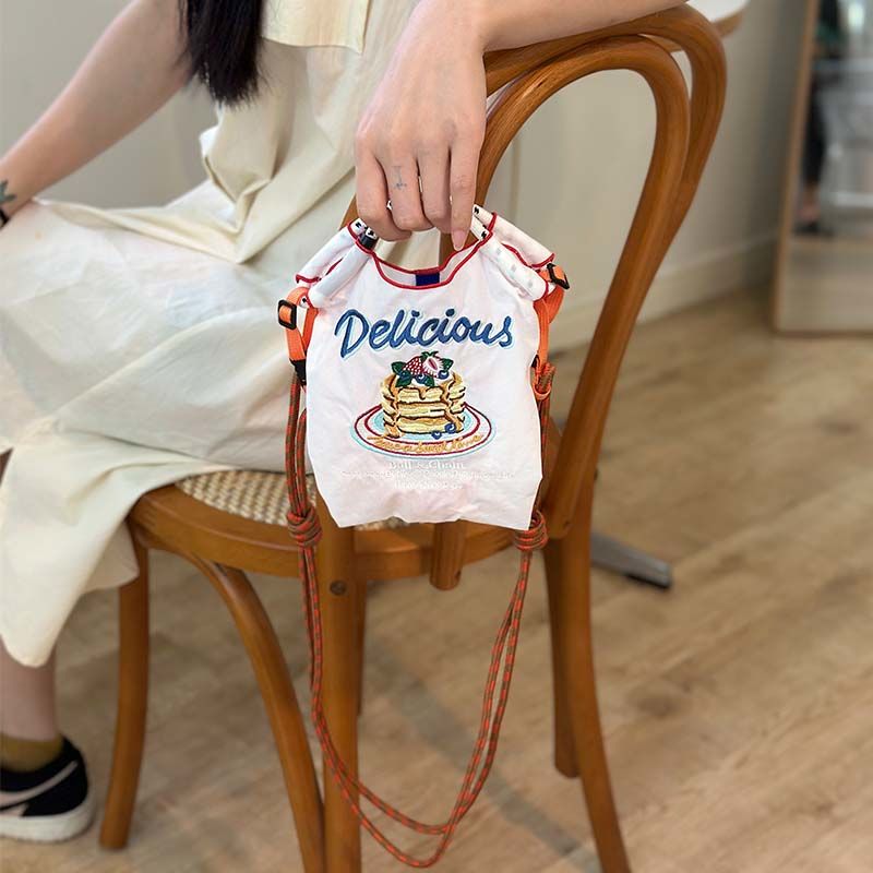 25款日系mini款休閒設計感刺繡環保尼龍手提斜挎包-lululam