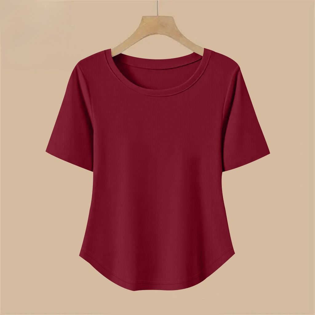 6色休閒正肩顯瘦百搭經典圓領短袖-lululam