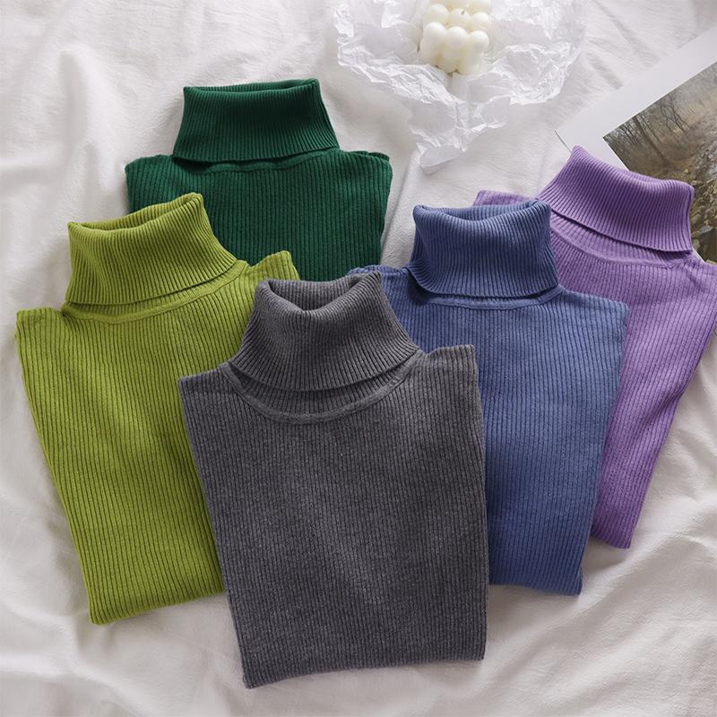 14色韓系高領修身氣質內搭長袖針織衫