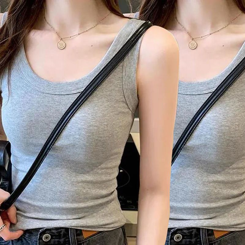 螺紋防走光無袖薄款內搭打底吊帶背心-Cicichill