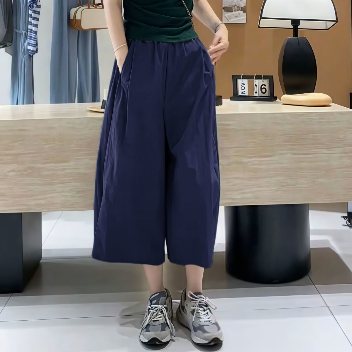 百搭過膝寬鬆顯瘦七分闊腿褲