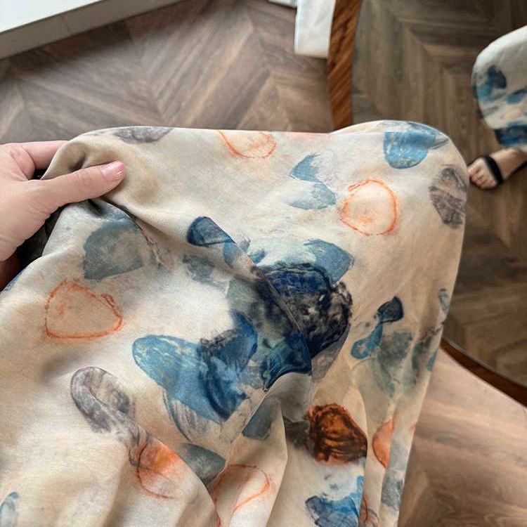 藝術系水墨暈染A字鬆緊腰半身裙-lululam