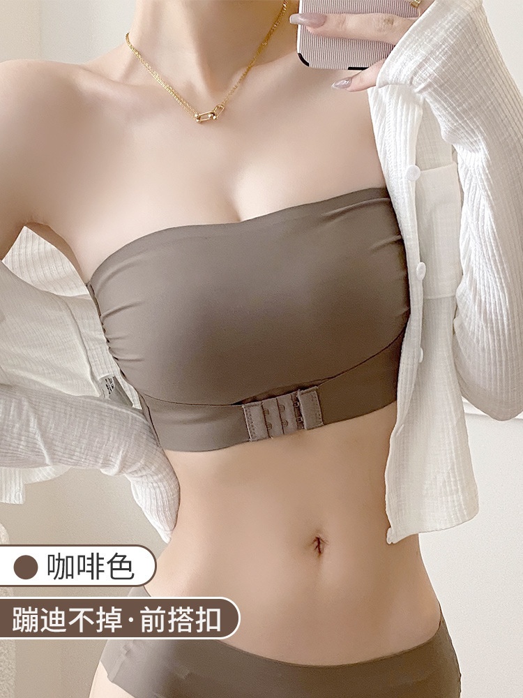 前扣無肩帶防滑聚攏隱形美背內衣-lululam