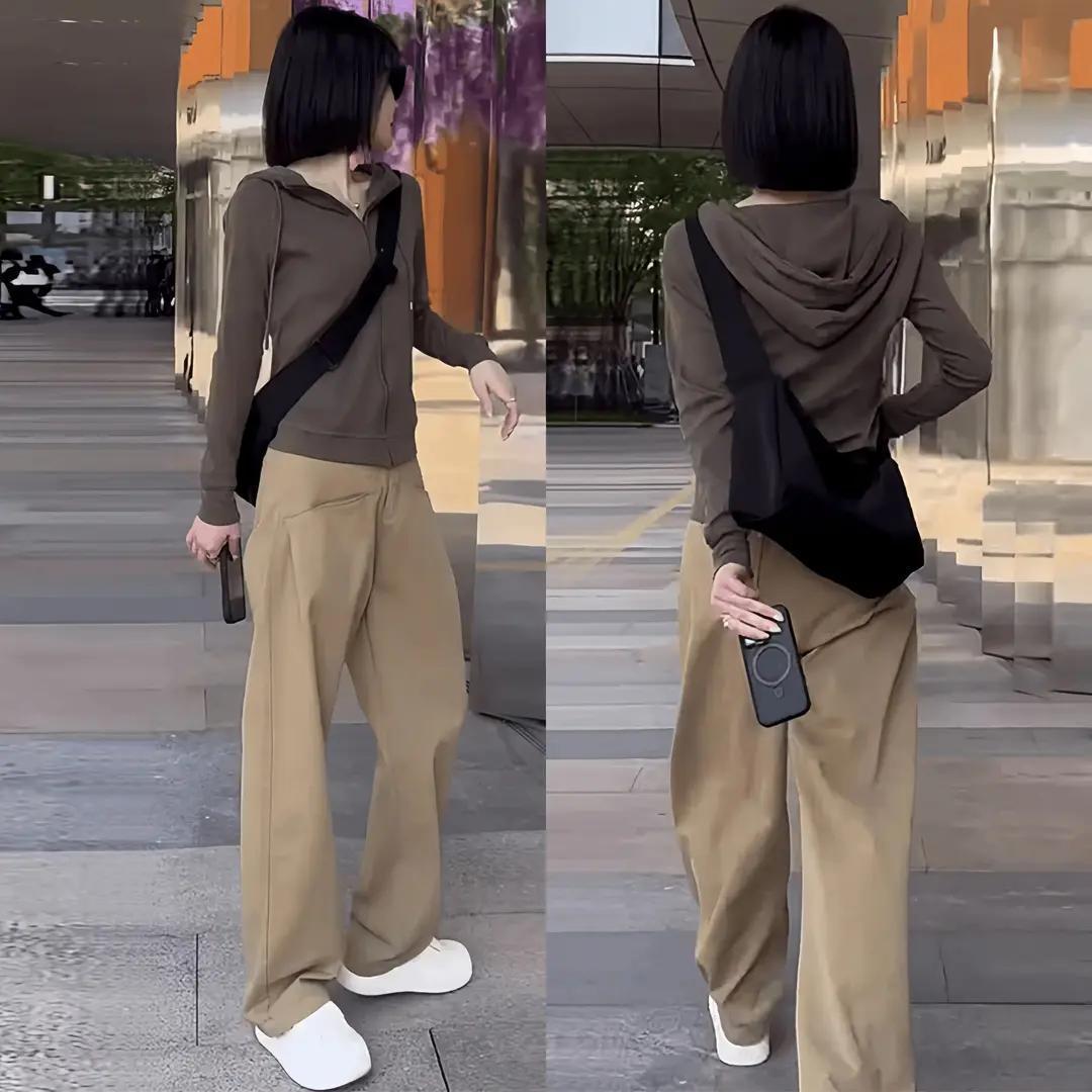 【單件/套裝】連帽減齡長袖外套+休閒長褲兩件套