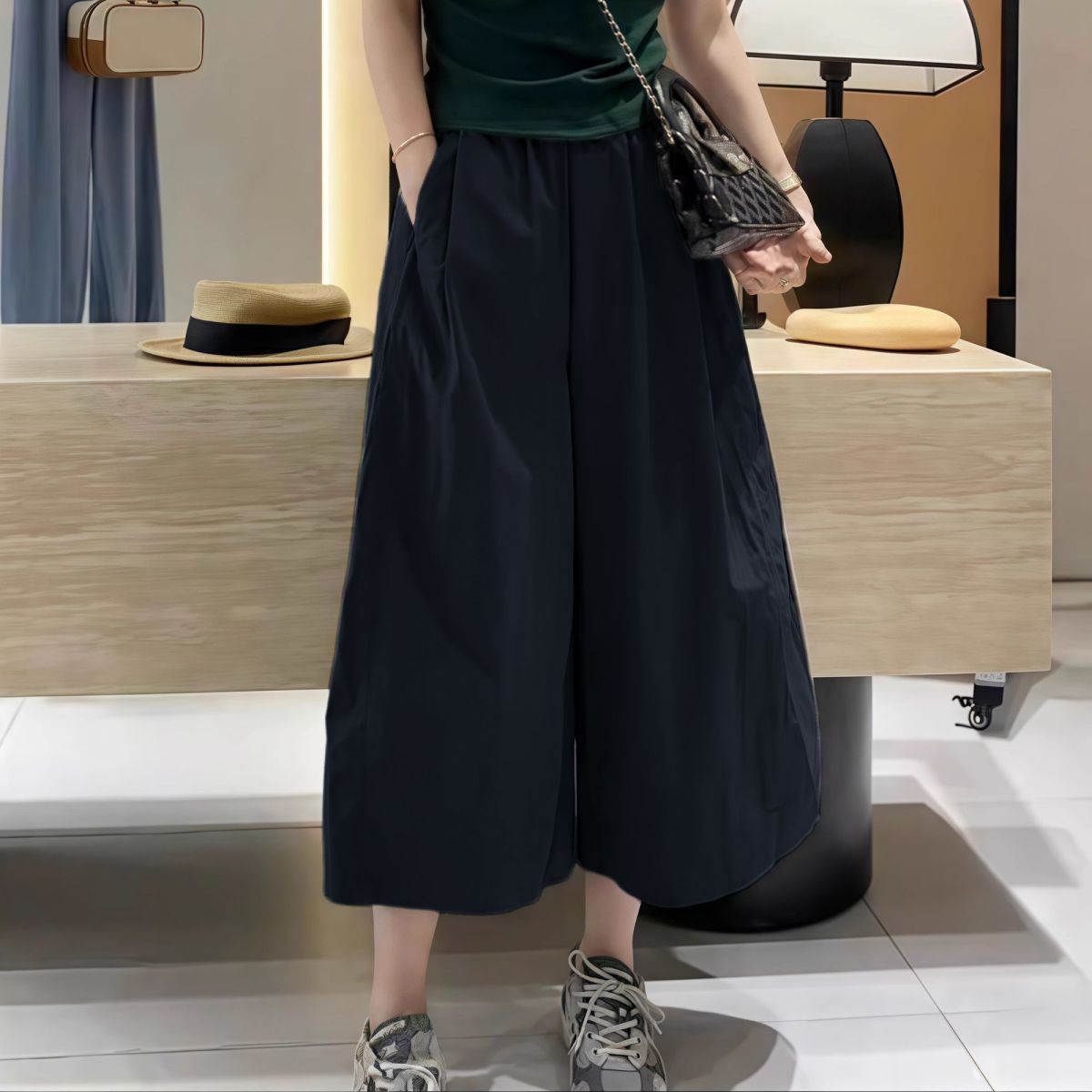 百搭過膝寬鬆顯瘦七分闊腿褲