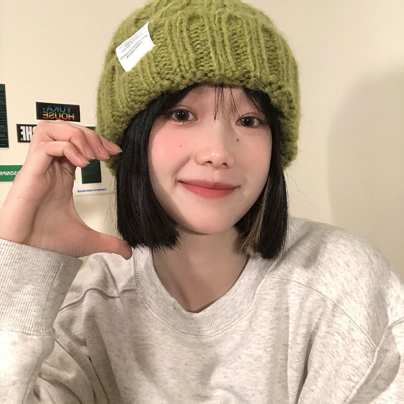 8色ins潮流顯臉小百搭粗針織麻花毛線帽子-lululam