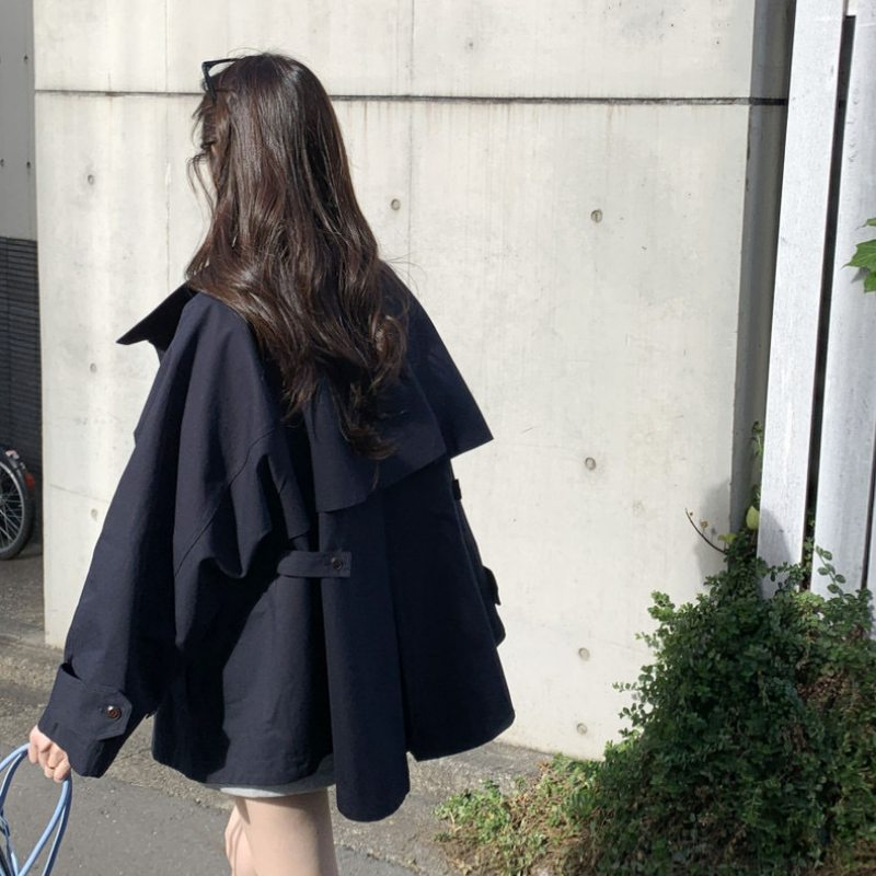 復古英倫風立領寬松長袖風衣外套